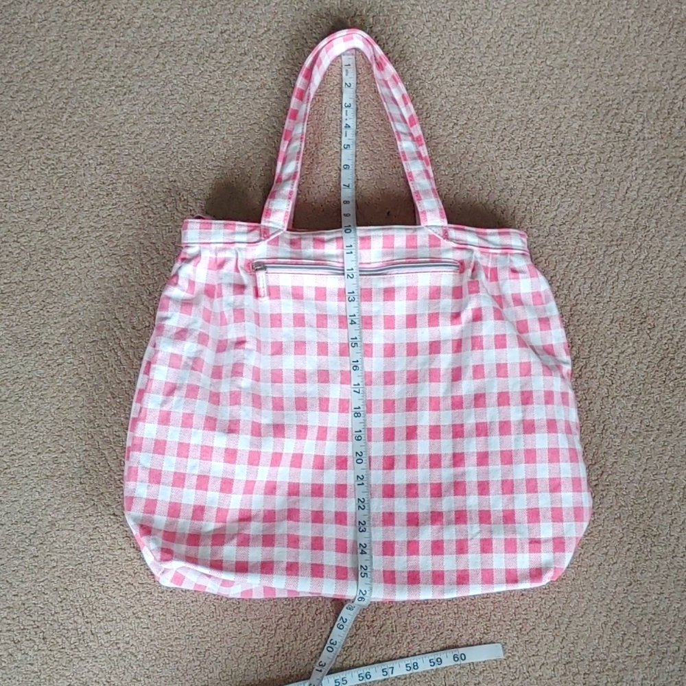 Sanrio Large Hello Kitty Pink Checkered Gingham zippered Tote Bag - Picture 3 of 9